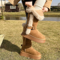 Retro Warm Knee-high Snow Boots - Thumbnail 4