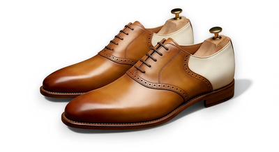 Crafted Leather Mens Brown White Leather Lace up Saddle Golf Shoes