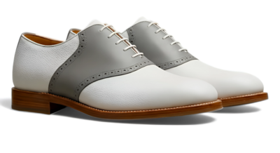 Crafted Leather Mens Gray White Leather Lace up Saddle Golf Dress Shoes