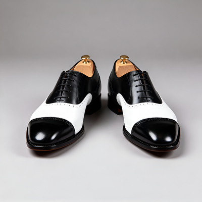 Crafted Leather Mens Red White Leather Lace up Saddle Golf Shoes