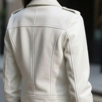 Crafted Leather Classic Designer Women White Leather Fashion Jacket Motorcycle - Thumbnail 1