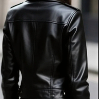 Crafted Leather Classic Designer Women Black Leather Fashion Jacket Motorcycle - Thumbnail 1