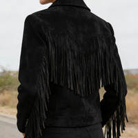 Crafted Leather Classic Designer Women Black Suede Leather Fashion Jacket Motorcycle - Thumbnail 1