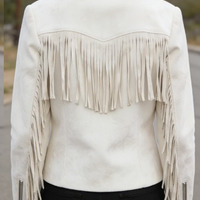 Crafted Leather Classic Designer Women White Leather Fashion Jacket Motorcycle - Thumbnail 1