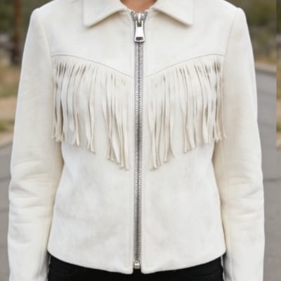 Crafted leather classic designer women white leather fashion jacket motorcycle