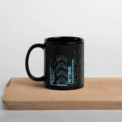 Netdive... Sequence Initiated. Black Glossy Mug
