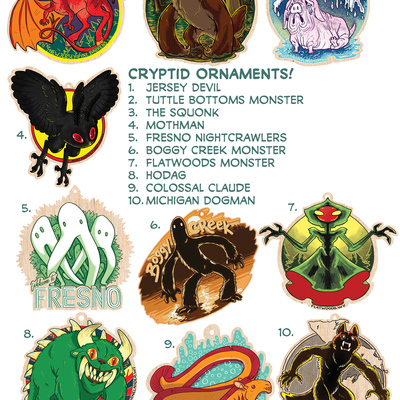Cryptid wooden ornaments - Thumbnail 1