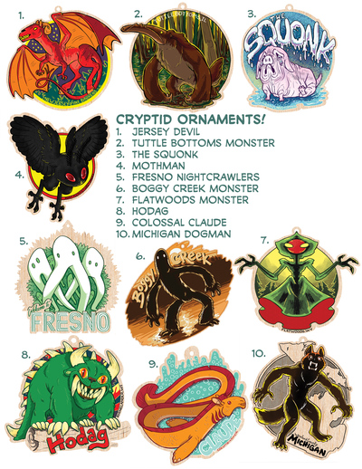 Cryptid Wooden Ornaments