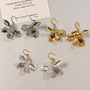 S925 Sterling Silver Iris Flower Dangle Earrings, Metallic Drop Earrings, Minimalist Statement Jewelry, Cold Wind Style-4