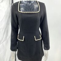 U-neck long-sleeved dress with bead embellishments - Thumbnail 2