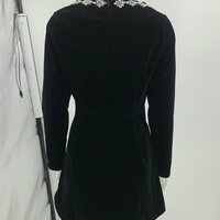 Elegant square-neck short velvet dress with rhinestone embellishments. - Thumbnail 1