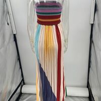 Sexy strapless printed colorful long dress/gown - Thumbnail 1