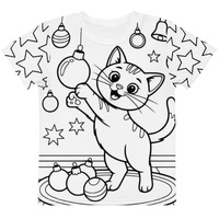 Kitty Christmas Kids cotton crew neck t-shirt - Thumbnail 1