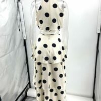 Polka dot print halter neck sleeveless top and tiered skirt set. - Thumbnail 2