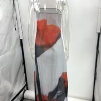 Sexy strappy printed chiffon maxi dress - Thumbnail 3