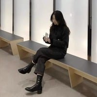 Square-toe thick heel slim boots with back zipper retro ankle martin boots 2 colors - Thumbnail 4