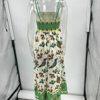 Sleeveless, strappy, cotton and linen blend printed dress - Thumbnail 3