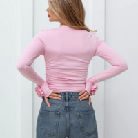 Pastel Pink Flower Sleeve T-shirt - Thumbnail 6