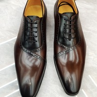 Men's brogue leather pointed toe business formal Oxford dress shoes - Thumbnail 4