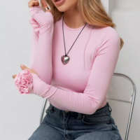Pastel Pink Flower Sleeve T-shirt - Thumbnail 3