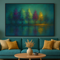 Mystic Grove - Reflections Colorful Trees at Dusk - Thumbnail 1