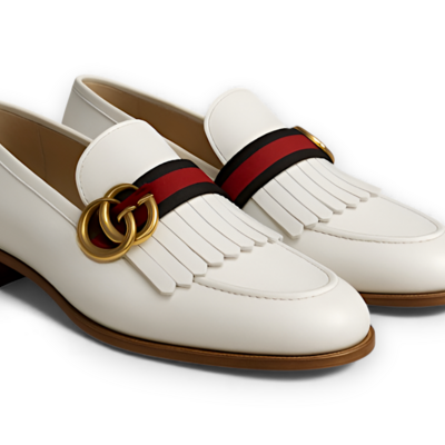 Crafted leather mens designer white leather moccasin loafers dress shoes
