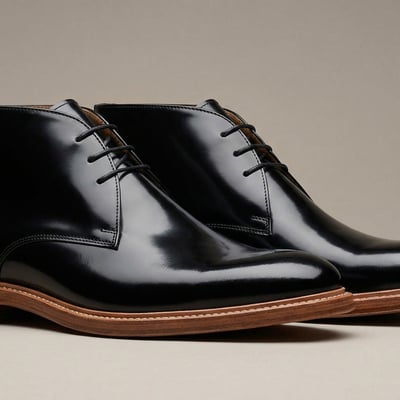 Crafted leather mens black leather chukka boot