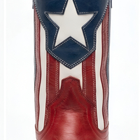 Crafted Leather Mens Red Blue and White Leather Pointed Toe Cowboy Boot - Thumbnail 1