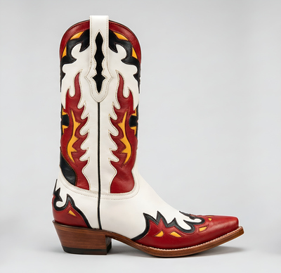 Crafted Leather Mens Designer Fancy Pointed Toe Cowboy Boot