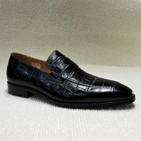 Handmade top-layer cowhide embossed business casual leather loafers - Thumbnail 4