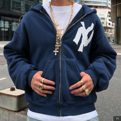 Ny cross zip up hoodie