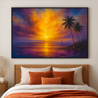 Ocean Sunset Escape - Vibrant Sky with Sailboat and Palms - Thumbnail 3