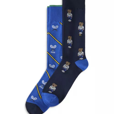 Ralph lauren tennis club polo mini bears men's dress socks size 10-13