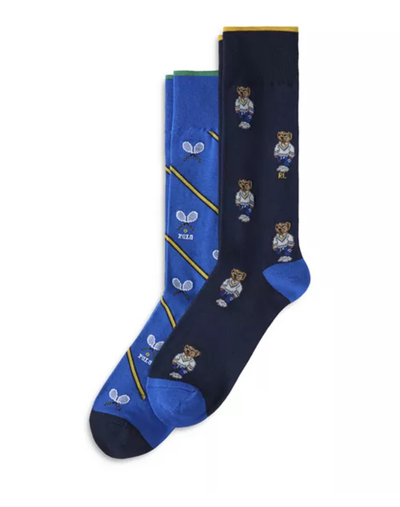 Ralph Lauren Tennis Club Polo Mini Bears Men's Dress Socks Size 10-13