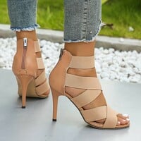 Women's high-heeled back zipper sexy Roman sandals 5 colors - Thumbnail 1