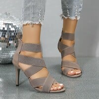 Women's high-heeled back zipper sexy Roman sandals 5 colors - Thumbnail 4