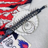 Subculture rock bullet PU leather choker - Thumbnail 6