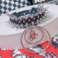 Subculture rock bullet PU leather choker - Thumbnail 1