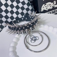 Subculture rock bullet PU leather choker - Thumbnail 4