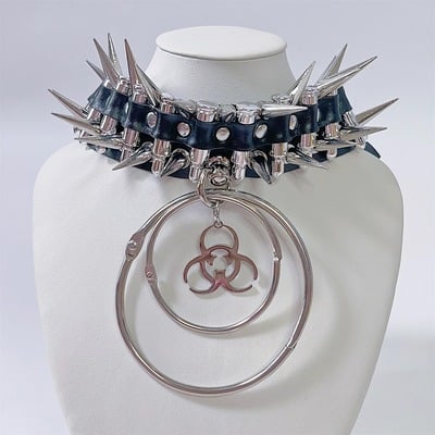 Subculture rock bullet pu leather choker