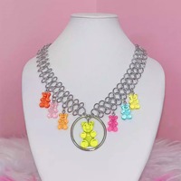 Rainbow Teddy Bear Chain Choker - Thumbnail 2