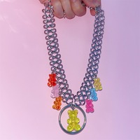 Rainbow Teddy Bear Chain Choker - Thumbnail 1