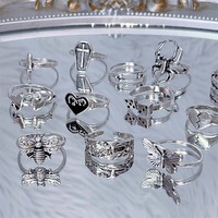 12pcs Y2K Heart Dagger Rings Set - Thumbnail 3
