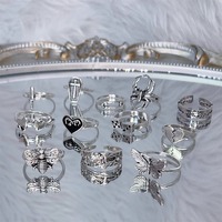 12pcs Y2K Heart Dagger Rings Set - Thumbnail 5