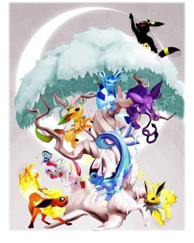 Eevee Evolutions Iridescent Foil Print