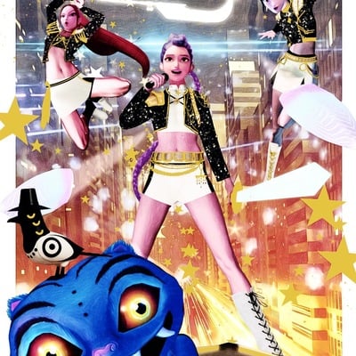 K-pop demon hunter gold foil print