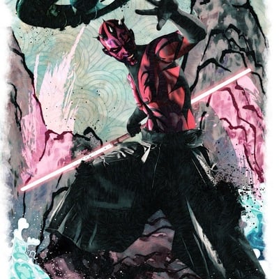 Darth maul ninja 12x18 watercolor paper print