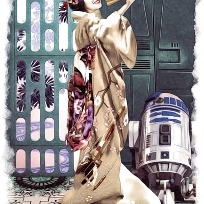 Geisha leia 12x18 watercolor paper print