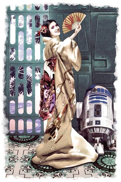 Geisha Leia 12x18 Watercolor Paper Print