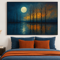 Moonlit Reflections - Bare Trees Over Fiery Horizon - Thumbnail 3